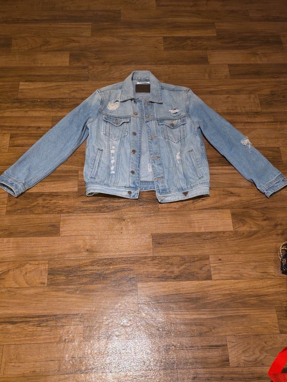 Guess Light Blue Distressed Denim Jacket - Women